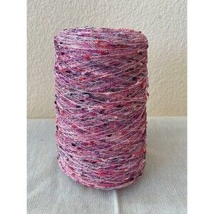 Fancy Cone Spool Yarn Pink Mix Slub Thread Needlework Glitter 520g  #514
